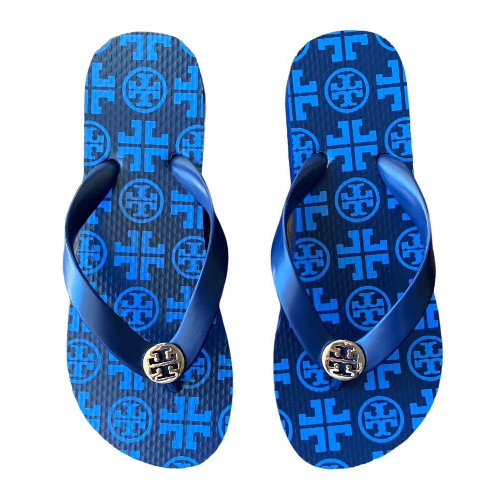 NWOT | TORY BURCH Navy Sea New Traveler Square Flip Flops